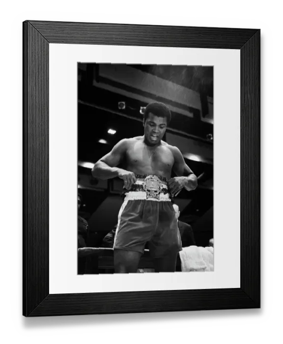 Framed Print : Muhammad Ali Admiring His Championship Title Belt Framed Print : Muhammad Ali Admiring His Championship Title Belt