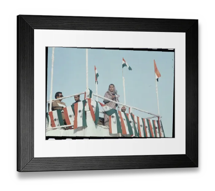 Framed Print : Indira Gandhi Giving a Speech from a Platform Framed Print : Indira Gandhi Giving a Speech from a Platform