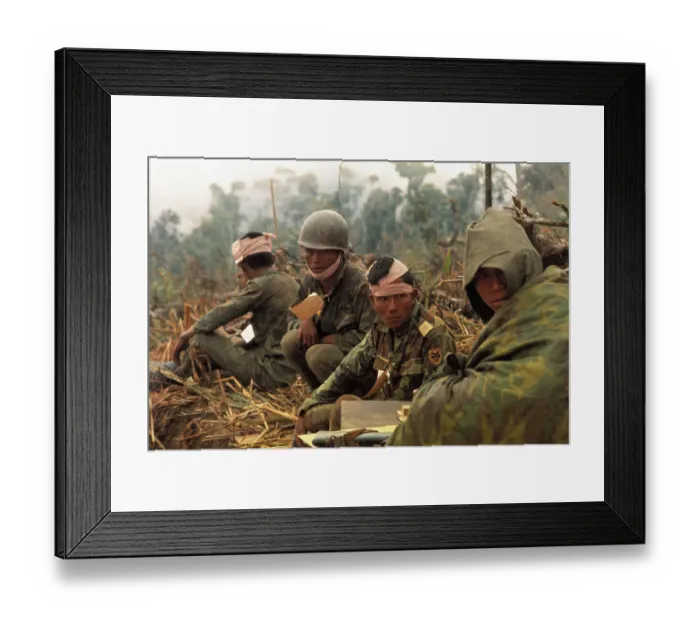 Framed Print : Soldiers Waiting on Ground for Help Framed Print : Soldiers Waiting on Ground for Help