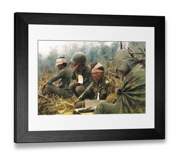 Framed Print : Wounded Soldier Smoking Cigarette with Others Framed Print : Wounded Soldier Smoking Cigarette with Others