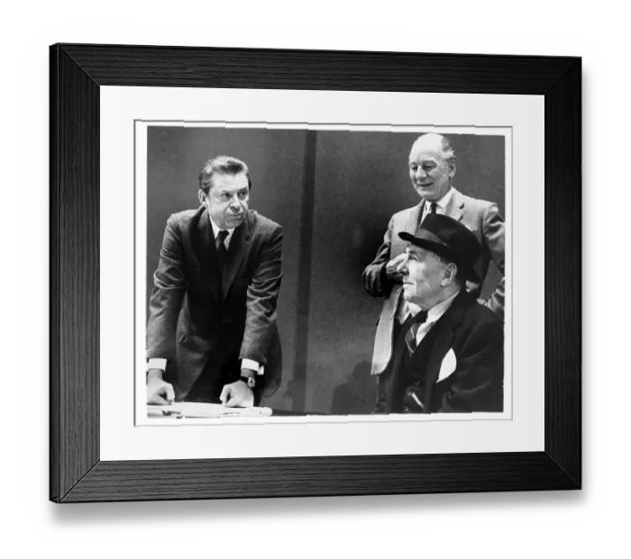 Framed Print : Broadway Producer and Actors Discuss Their Hit Play Framed Print : Broadway Producer and Actors Discuss Their Hit Play