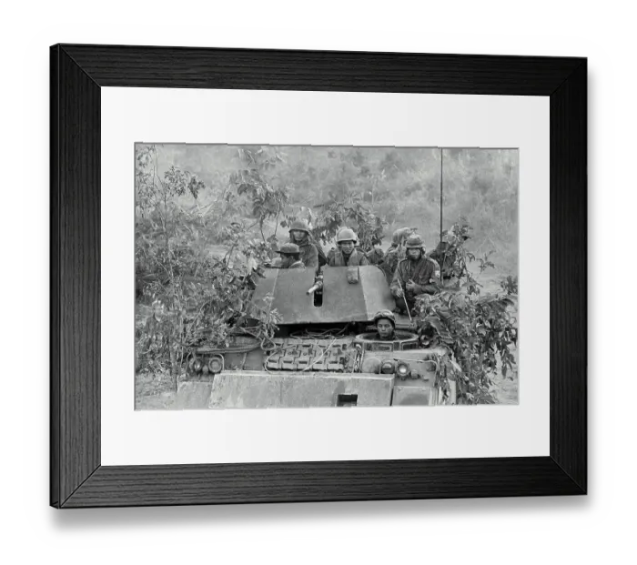 Framed Print : Soldiers Riding in Armored Tank Framed Print : Soldiers Riding in Armored Tank