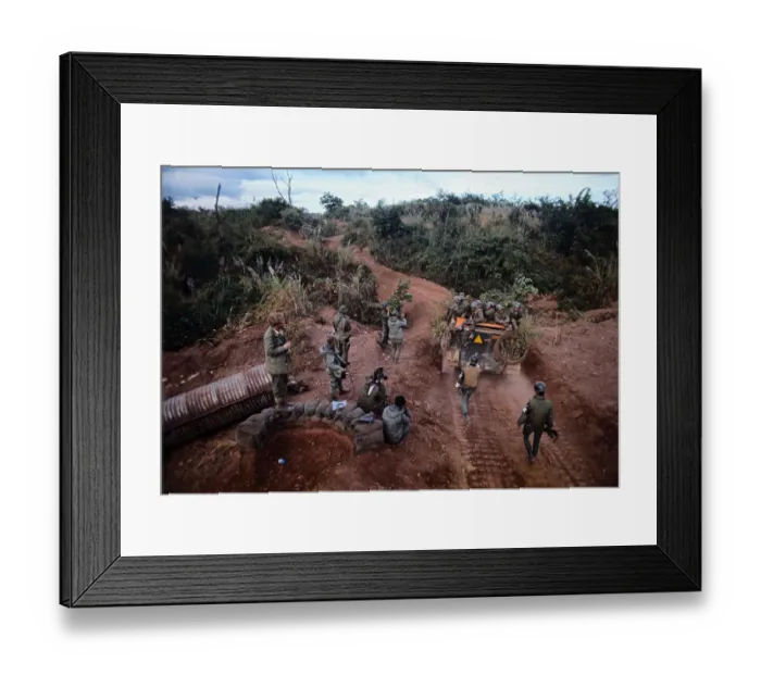 Framed Print : Soldiers Working on Road for Attacks Framed Print : Soldiers Working on Road for Attacks