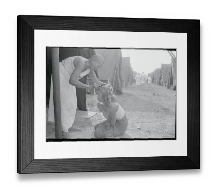 Framed Print : Nun Shaving Head of Woman Framed Print : Nun Shaving Head of Woman