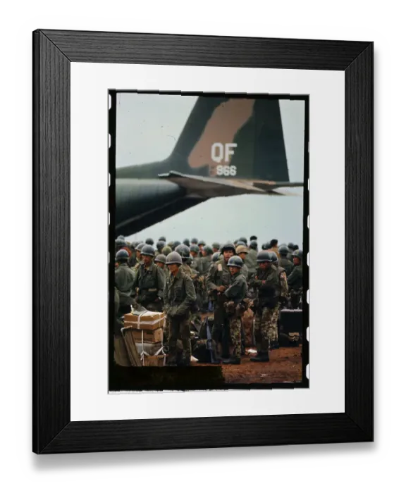 Framed Print : Large Crowd of Soldiers Standing Near Military Aircraft Framed Print : Large Crowd of Soldiers Standing Near Military Aircraft