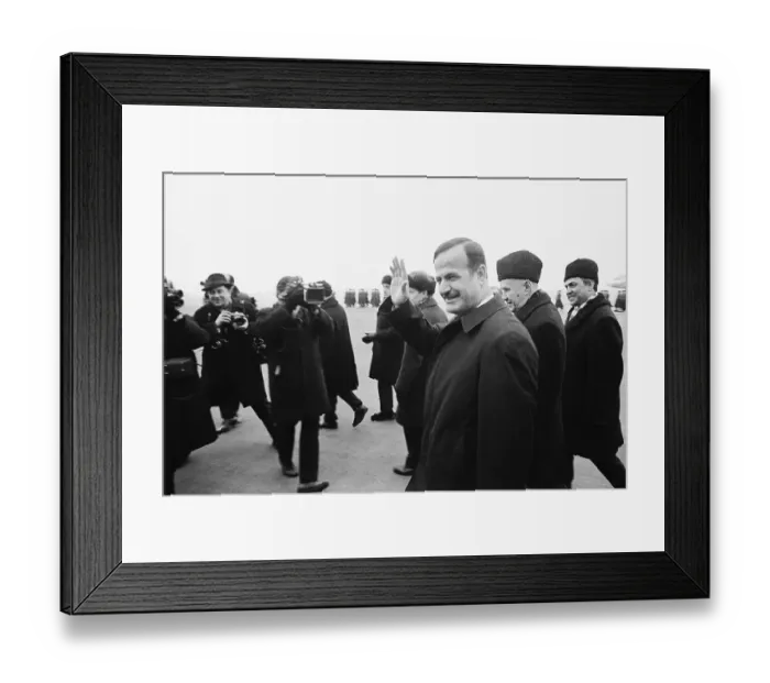 Framed Print : Hafez Assad Waves with Alexei Kosygin on Arriving in Moscow Framed Print : Hafez Assad Waves with Alexei Kosygin on Arriving in Moscow