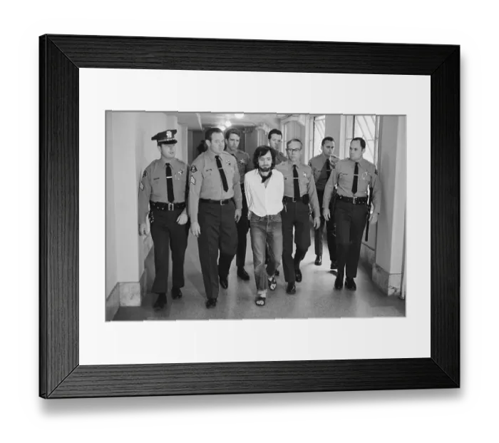 Framed Print : Deputies Escorting Murderer Charles Manson Framed Print : Deputies Escorting Murderer Charles Manson