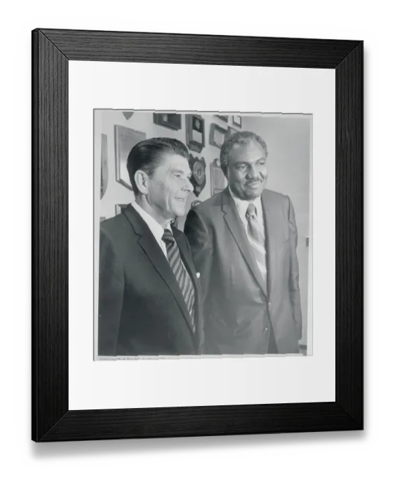 Framed Print : Portrait of Ronald Reagan and Wilson Riles Framed Print : Portrait of Ronald Reagan and Wilson Riles