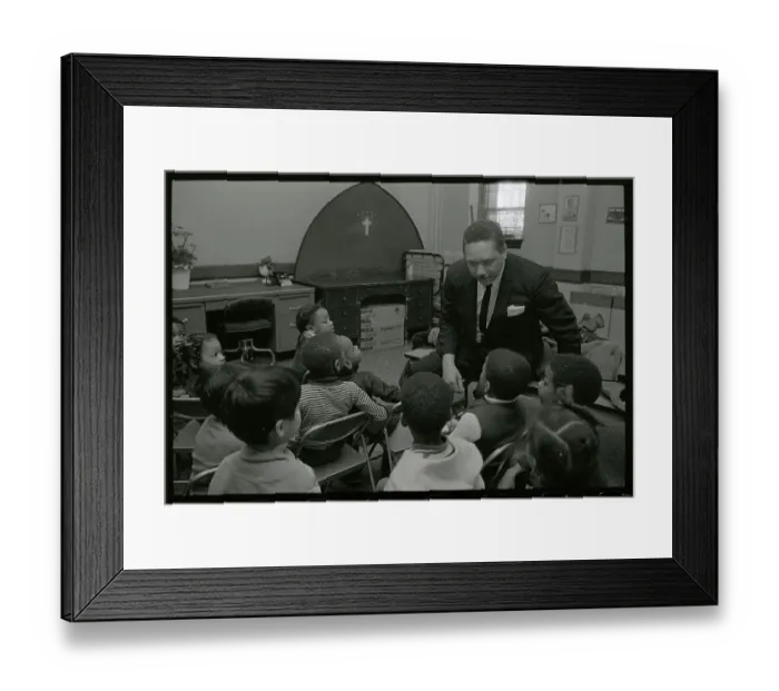 Framed Print : General Motors Director Leon Sullivan Speaking to Youngsters Framed Print : General Motors Director Leon Sullivan Speaking to Youngsters