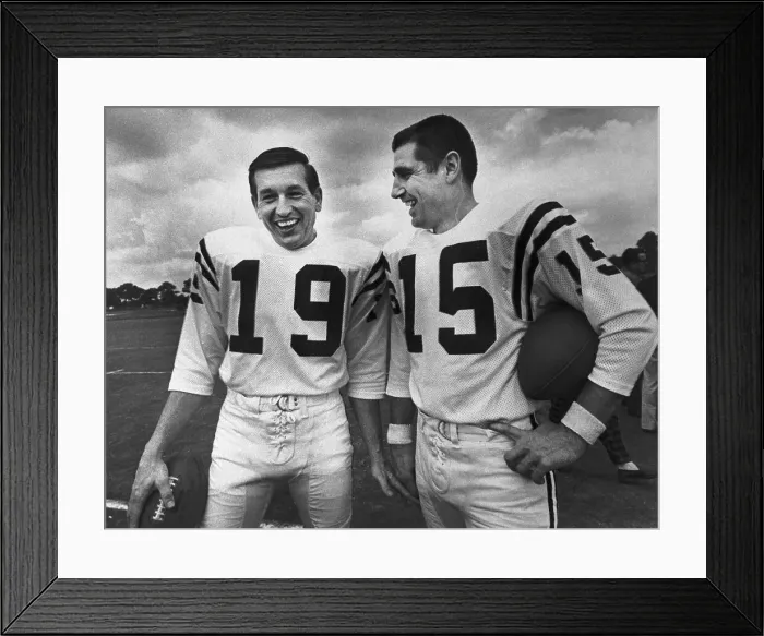 Framed Print : Johnny Unitas and Earl Morrall at Football Practice Framed Print : Johnny Unitas and Earl Morrall at Football Practice