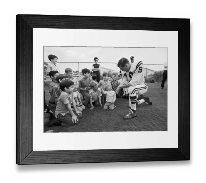 Framed Print : Johnny Unitas Greeting Fans