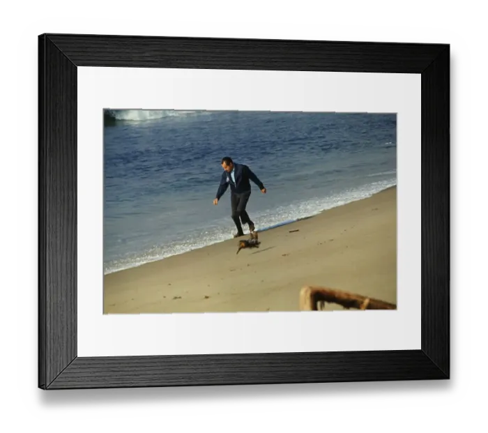 Framed Print : Richard Nixon Walking with Dog Framed Print : Richard Nixon Walking with Dog