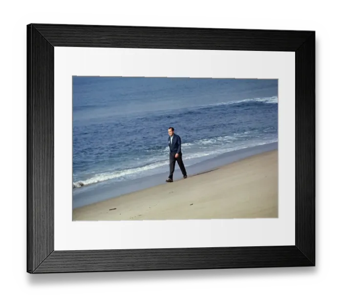 Framed Print : Richard Nixon Walking Along the Beach Framed Print : Richard Nixon Walking Along the Beach