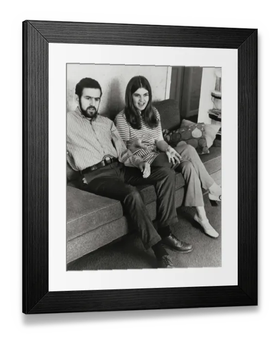 Framed Print : Disgruntled Air Force Lieutenant and Husband Speaking to Reporter Framed Print : Disgruntled Air Force Lieutenant and Husband Speaking to Reporter