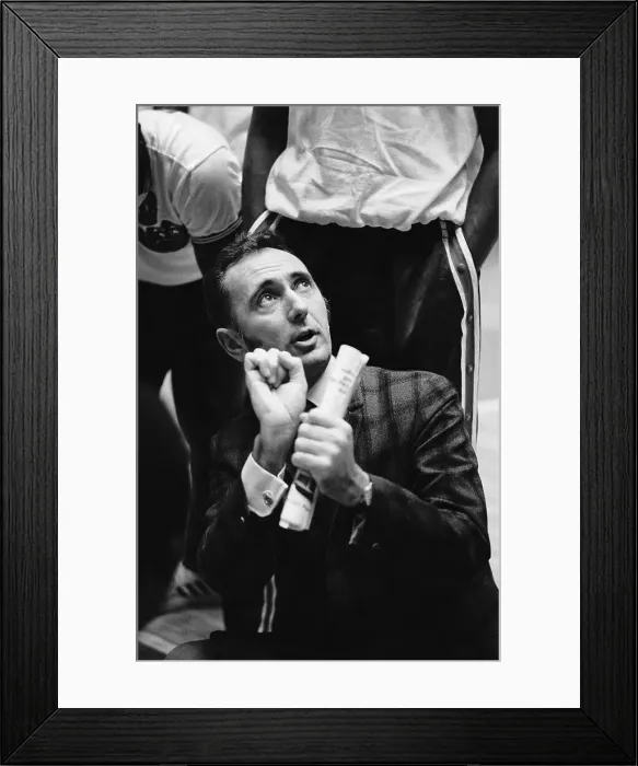 Framed Print : Coach Bob Cousy Taking to Team Framed Print : Coach Bob Cousy Taking to Team