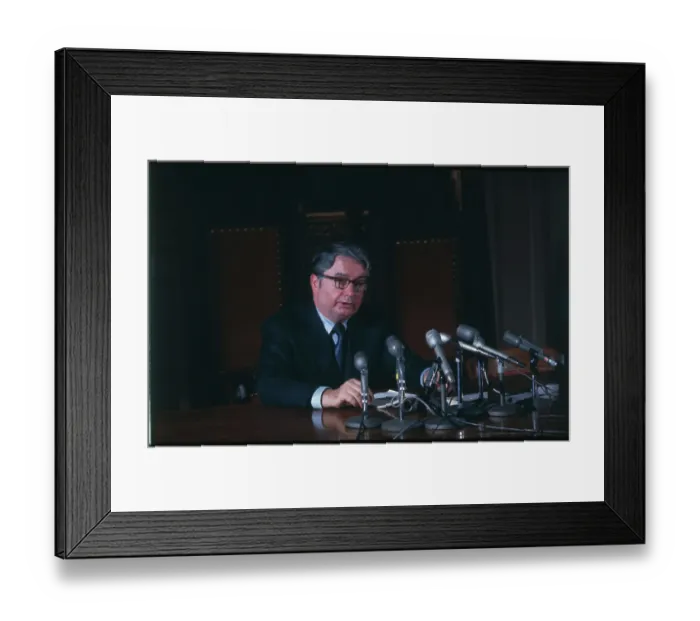 Framed Print : Patrick Lucey Speaking at News Conference Framed Print : Patrick Lucey Speaking at News Conference