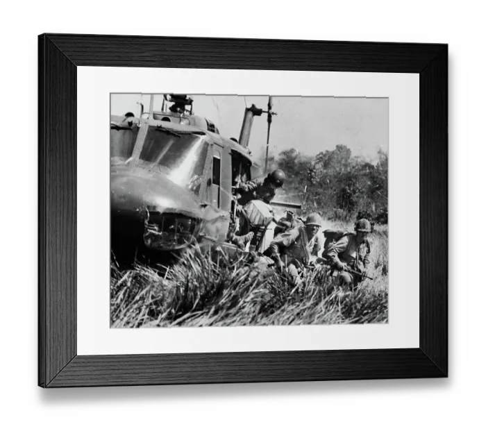 Framed Print : American soldiers exit a helicopter in Vietnam Framed Print : American soldiers exit a helicopter in Vietnam