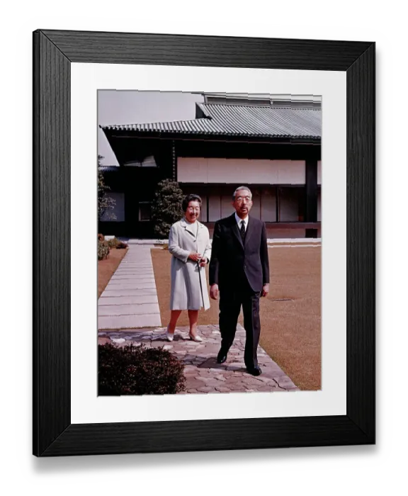 Framed Print : Emperor Hirohito and Empress Nagako Stopping for Photograph Framed Print : Emperor Hirohito and Empress Nagako Stopping for Photograph