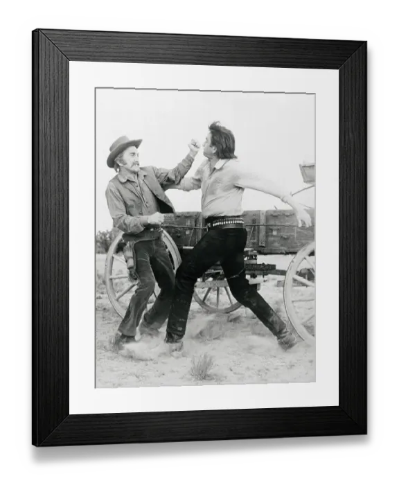 Framed Print : Kirk Douglas and Johnny Cash in Struggle for Movie A Gunfight Framed Print : Kirk Douglas and Johnny Cash in Struggle for Movie A Gunfight