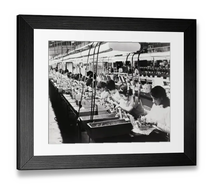 Framed Print : Women Building Timers on Assembly Line Framed Print : Women Building Timers on Assembly Line