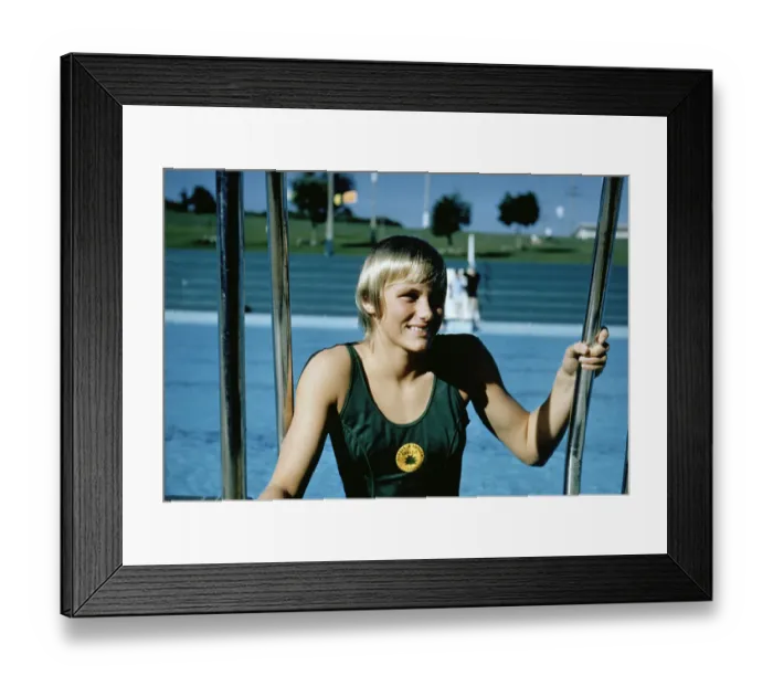 Framed Print : Australian Olympic Swimmer Shane Gould at Pool Framed Print : Australian Olympic Swimmer Shane Gould at Pool