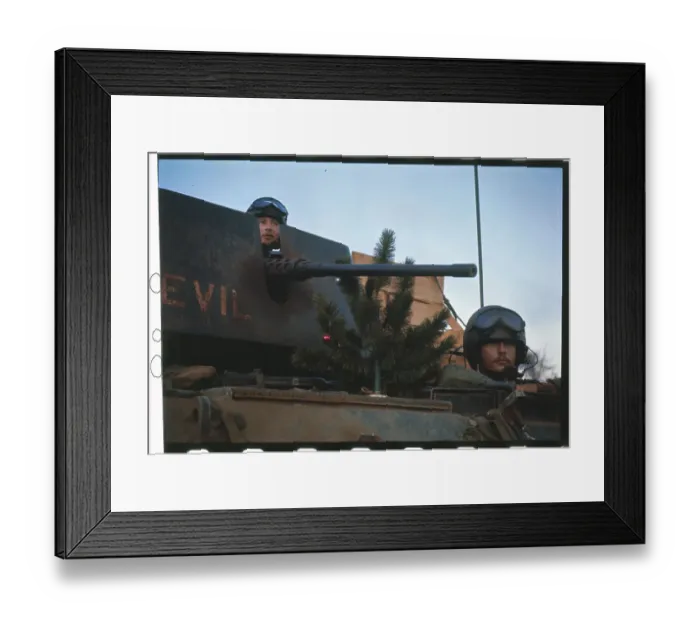 Framed Print : Christmas Tree Attached to Military Tank Framed Print : Christmas Tree Attached to Military Tank