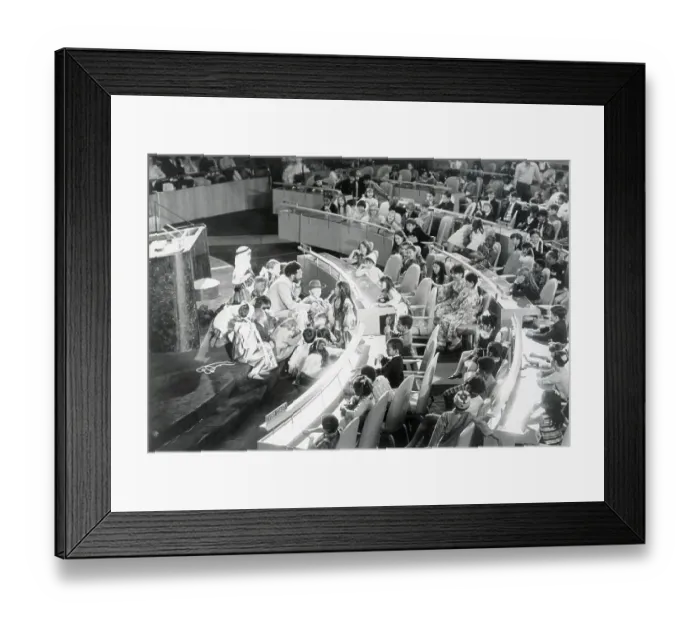Framed Print : Bill Cosby Talking to Children at United Nations Framed Print : Bill Cosby Talking to Children at United Nations