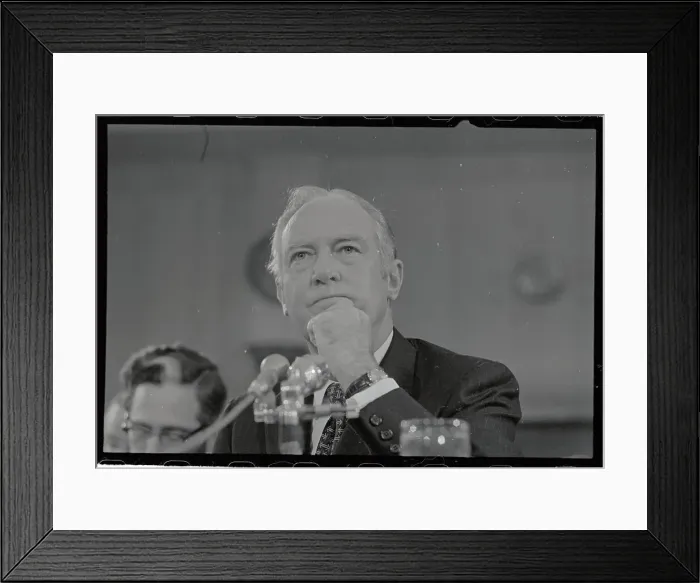 Framed Print : William Rogers Speaking at Microphones Framed Print : William Rogers Speaking at Microphones