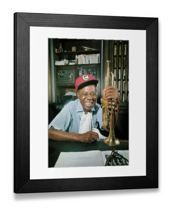 Framed Print : Louis Armstrong Holding Trumpet Framed Print : Louis Armstrong Holding Trumpet