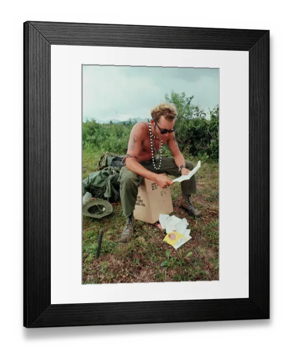 Framed Print : Soldier Reading Mail from Home