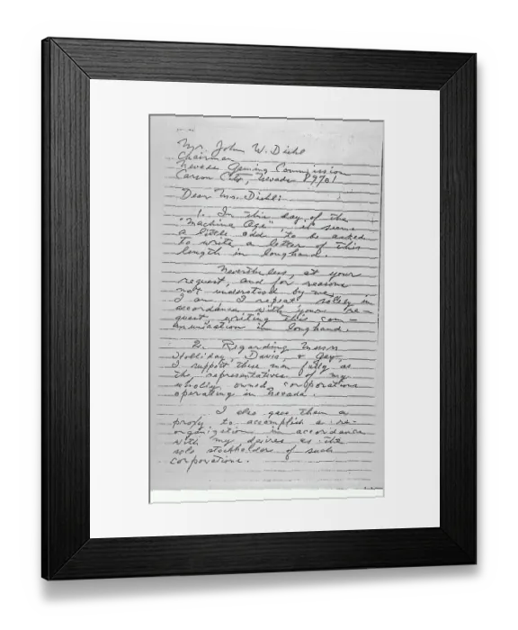 Framed Print : View of Letter Written by Howard Hughes Framed Print : View of Letter Written by Howard Hughes