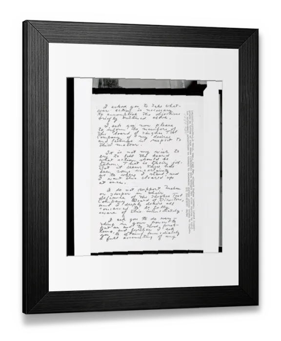 Framed Print : View of Alleged Hughes Letter Framed Print : View of Alleged Hughes Letter