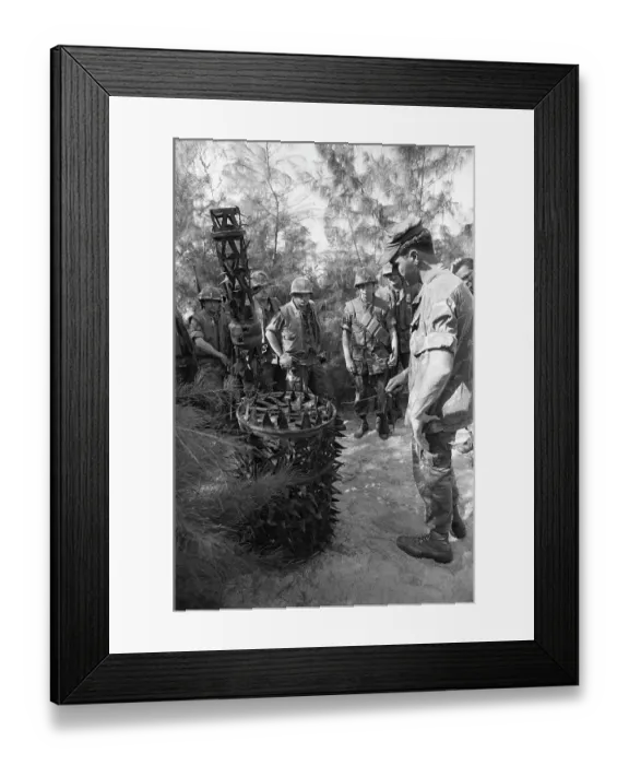 Framed Print : U. S. Soldiers Standing Around Trap Mechanism Framed Print : U. S. Soldiers Standing Around Trap Mechanism