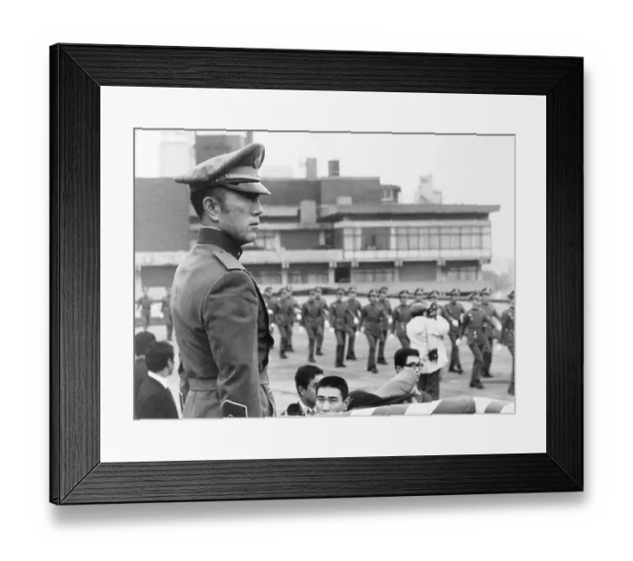 Framed Print : Activist Yukio Mishima Examining His Followers Framed Print : Activist Yukio Mishima Examining His Followers