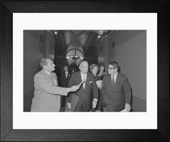 Framed Print : F.B.I. Director J. Edgar Hoover Passing Reporter Framed Print : F.B.I. Director J. Edgar Hoover Passing Reporter