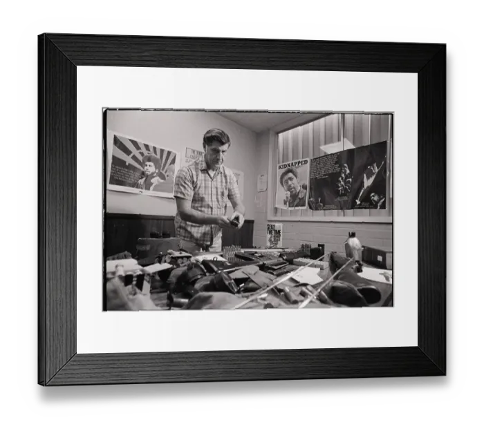 Framed Print : Fuske With Guns & Ammunitions Table