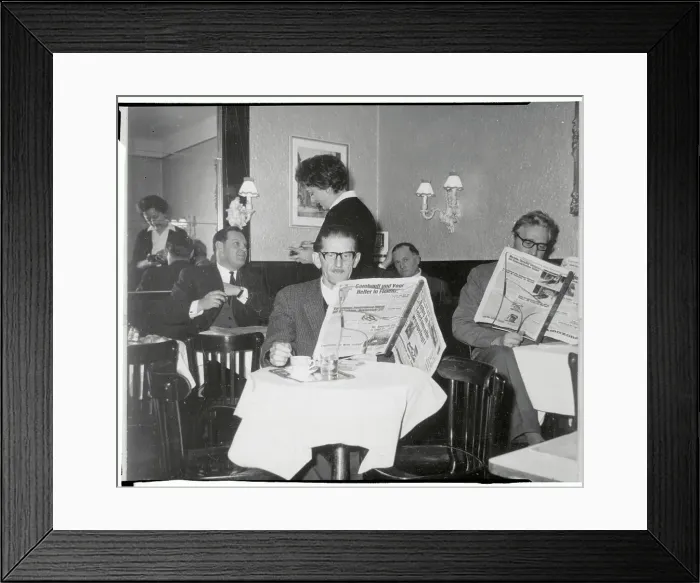 Framed Print : Men Reading Newspapers in Vienna Coffeehouse