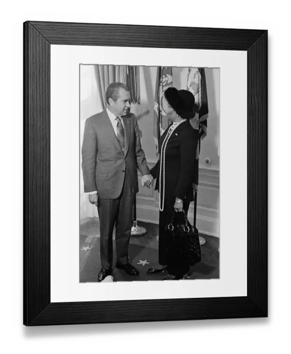 Framed Print : President Nixon and Pearl Bailey Holding Hands Framed Print : President Nixon and Pearl Bailey Holding Hands
