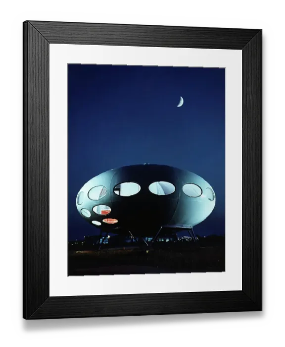 Framed Print : Futuro II, a Flying Saucer-Shaped House Framed Print : Futuro II, a Flying Saucer-Shaped House