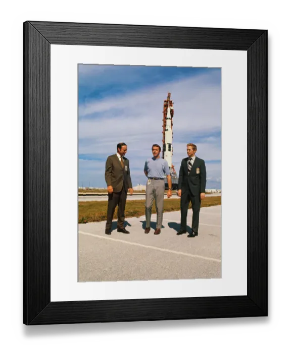 Framed Print : Astronauts Posing by Rocket Framed Print : Astronauts Posing by Rocket