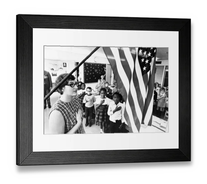 Framed Print : Class Pledging Allegiance to the Flag Framed Print : Class Pledging Allegiance to the Flag