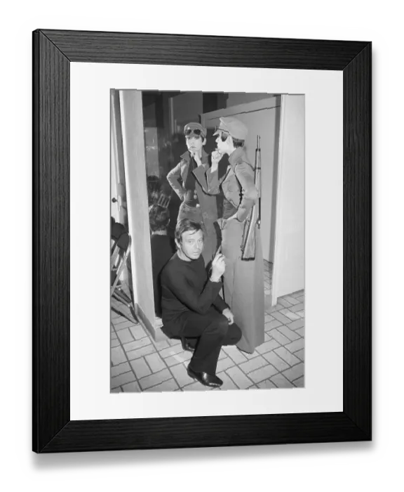 Framed Print : Rudi Gernreich Kneels, Model Looks In Mirror Framed Print : Rudi Gernreich Kneels, Model Looks In Mirror