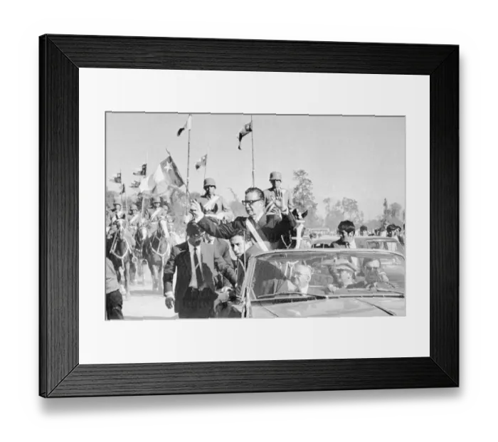 Framed Print : President Allende Riding in Limousine Framed Print : President Allende Riding in Limousine