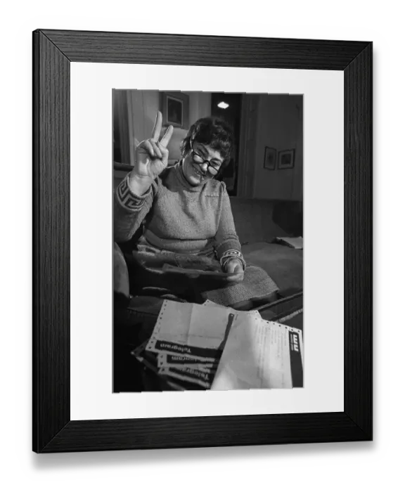 Framed Print : Bella Abzug Giving Victory Sign Framed Print : Bella Abzug Giving Victory Sign