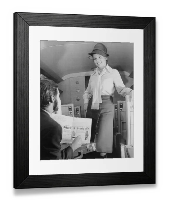 Framed Print : Stewardess Modeling New Uniform Framed Print : Stewardess Modeling New Uniform