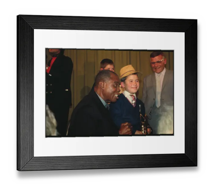 Framed Print : Louis Armstrong Posing with Youngster Framed Print : Louis Armstrong Posing with Youngster