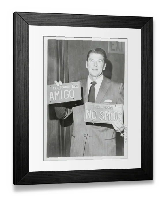 Framed Print : Ronald Reagan Holding License Plates Framed Print : Ronald Reagan Holding License Plates