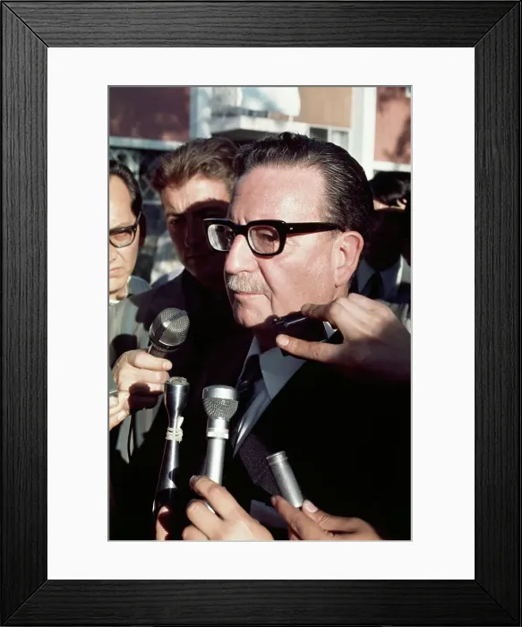 Framed Print : Dr. Salvador Allende Waving to People Framed Print : Dr. Salvador Allende Waving to People