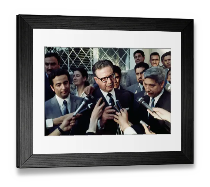 Framed Print : Dr. Salvador Allende Celebrating Victory Framed Print : Dr. Salvador Allende Celebrating Victory