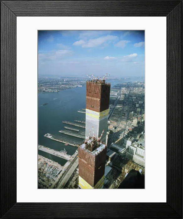 Framed Print : Twin Towers Under Construction Framed Print : Twin Towers Under Construction